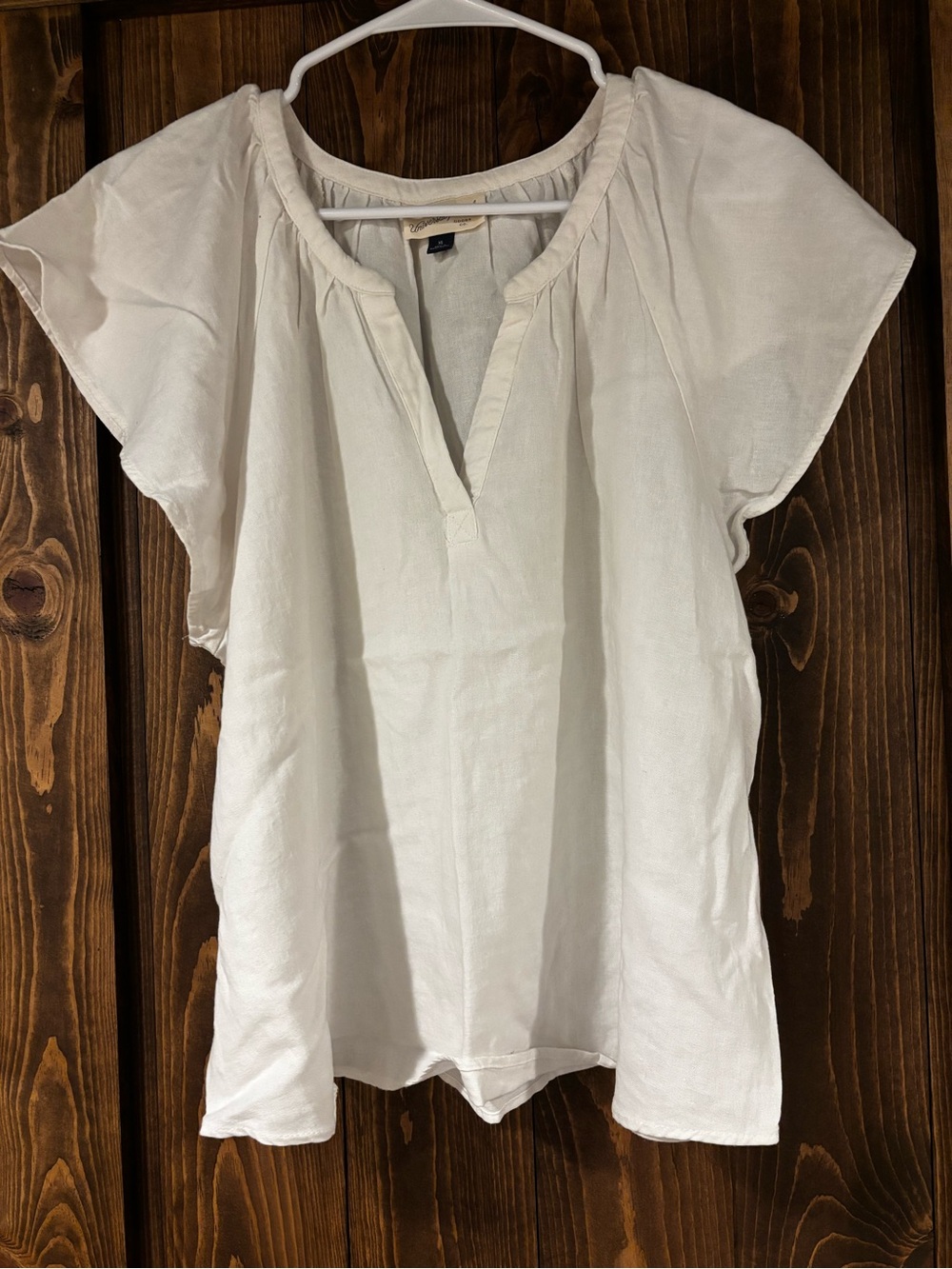 Universal Thread Linen Blend Flutter Sleeve Vneck XL